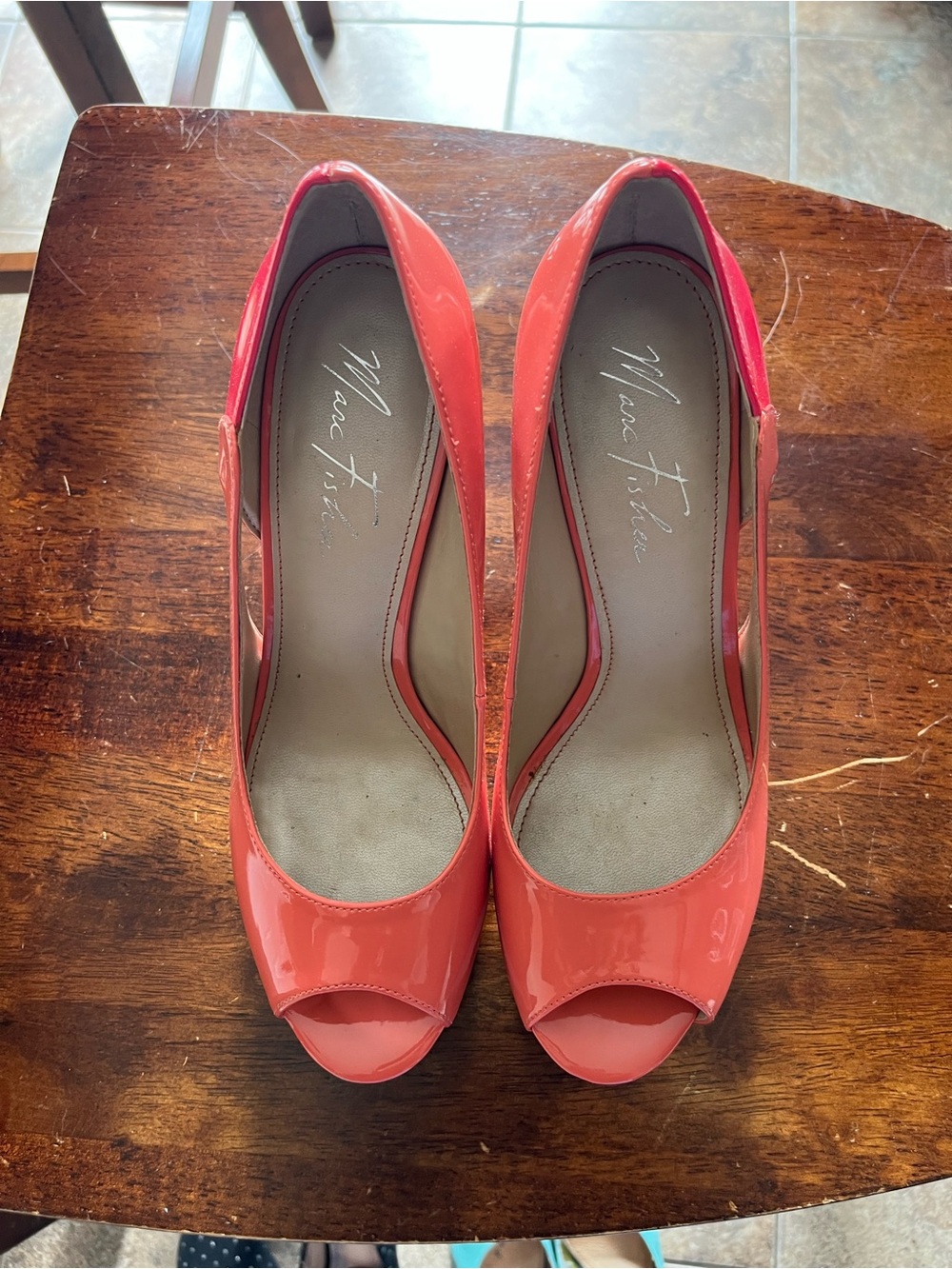 Marc Fisher Coral Patent Peep-Toe Heels
